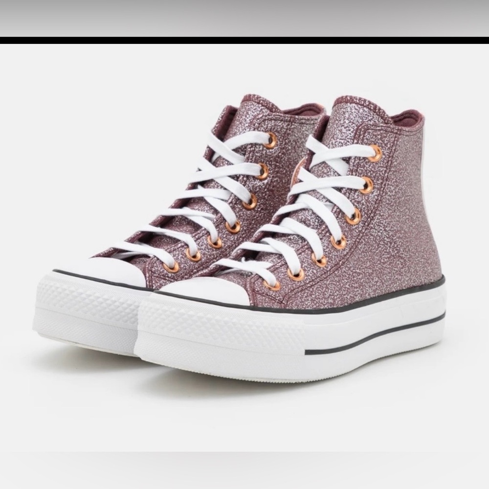 High-Top Glitter Lace-Up Women's Sneakers in Rose